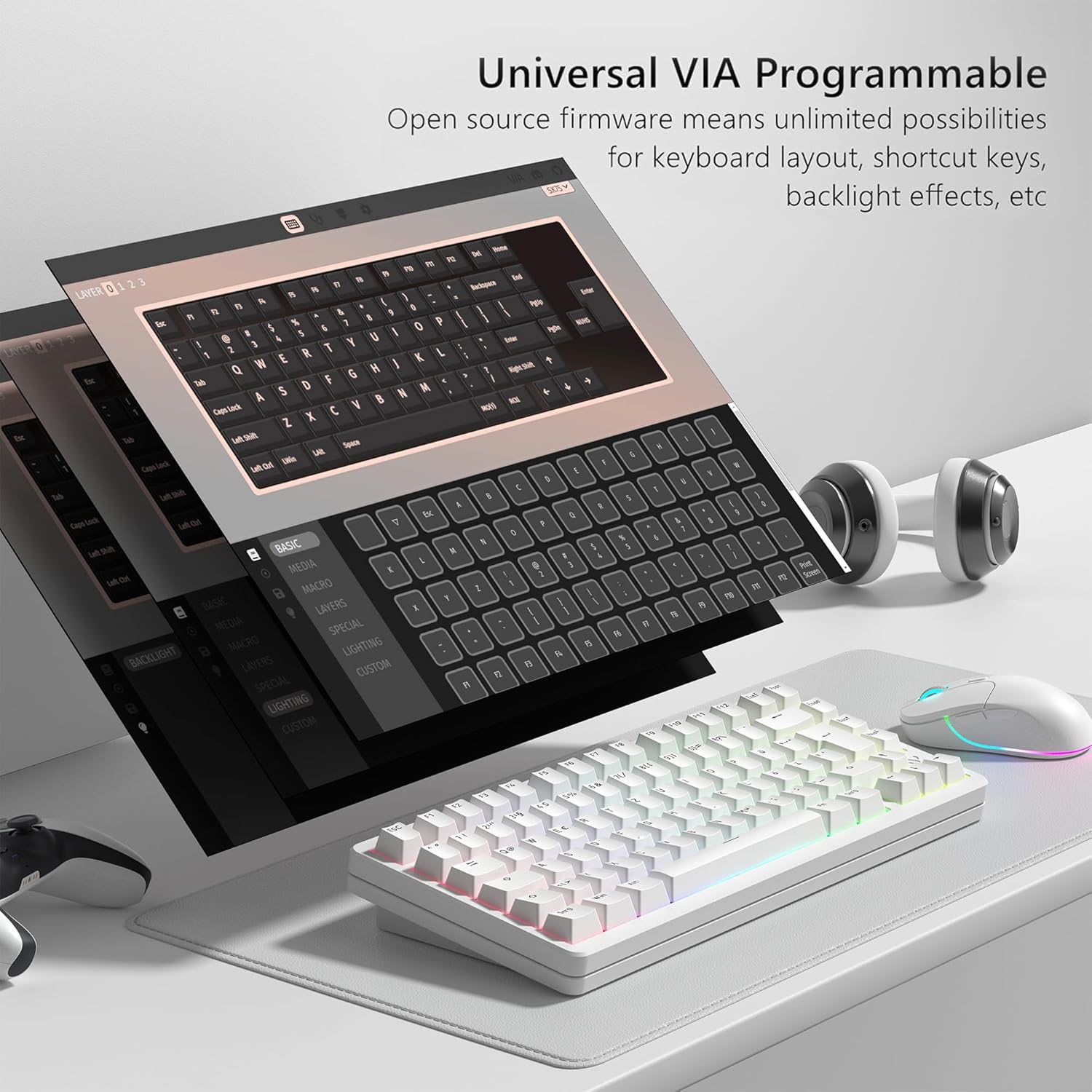 SK75 - Tastiera Meccanica Wireless 75% Alluminio, Bianco - immagine 3