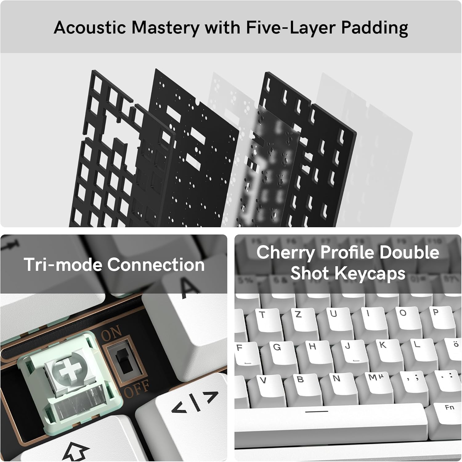 SK75 - Tastiera Meccanica Wireless 75% Alluminio, Bianco - immagine 4