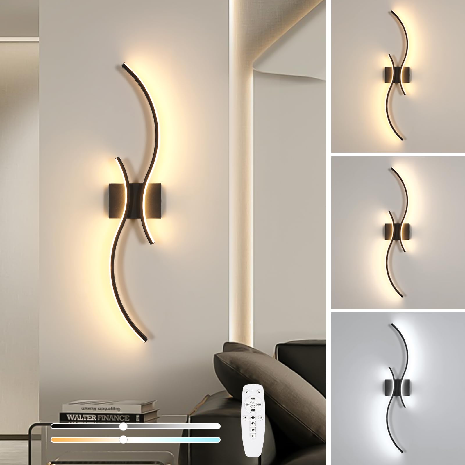 LED Applique da Parete Interno 80CM, Nera