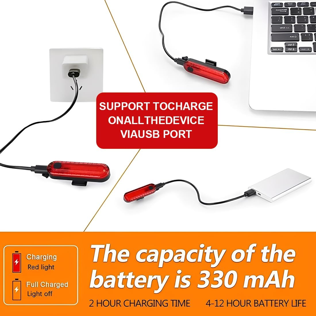Luce Posteriore Bicicletta LED Impermeabile (2 Pezzi) - immagine 5