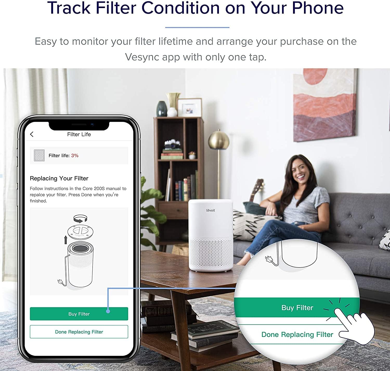 Levoit Filtro Ricambio per Purificatore Core 200S - immagine 4