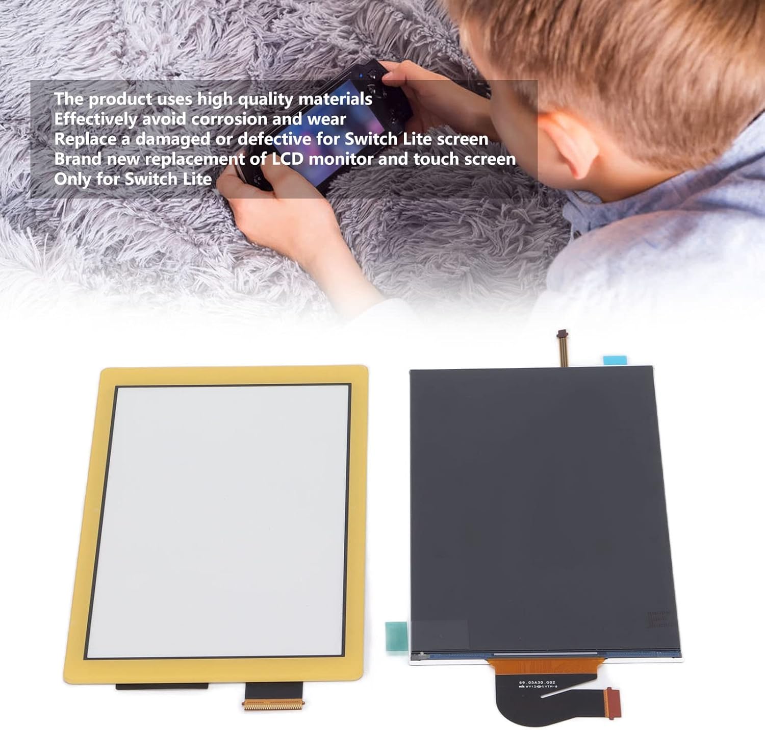 Schermo LCD Ricambio per Lite, Touch Screen Giallo - immagine 3