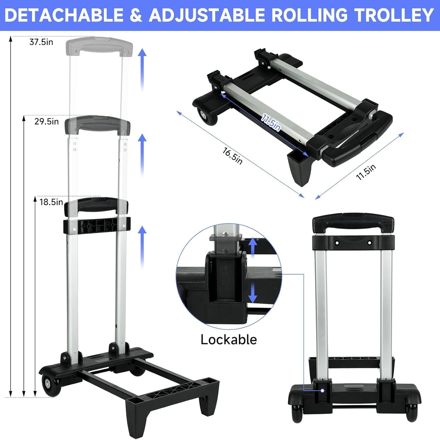 Borsa Trolley Staccabile per Macchina da Cucire, Nera - immagine 4