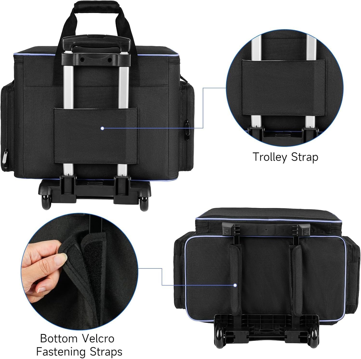 Borsa Trolley Staccabile per Macchina da Cucire, Nera - immagine 7