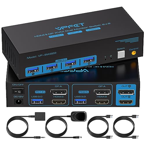 Switch KVM HDMI+Displayport Dual Monitor 8K60Hz