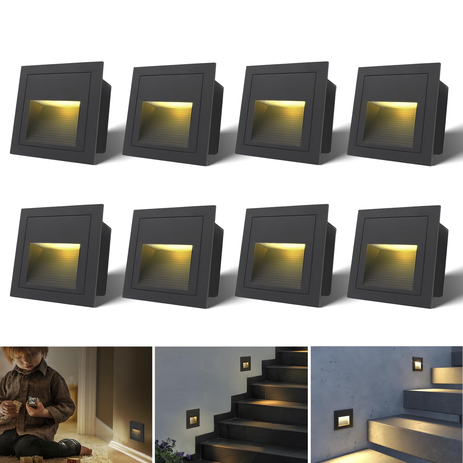 Arotelicht 8x Applique LED 3W per Scale, Nero