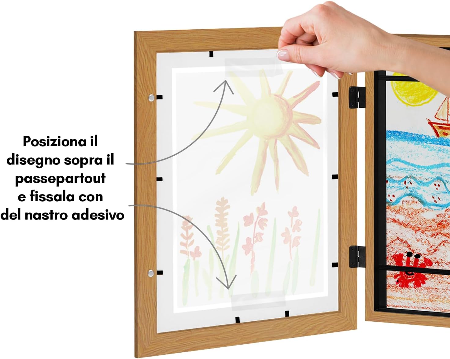 Americanflat Cornice Porta Disegni per Bambini, Rovere - immagine 5