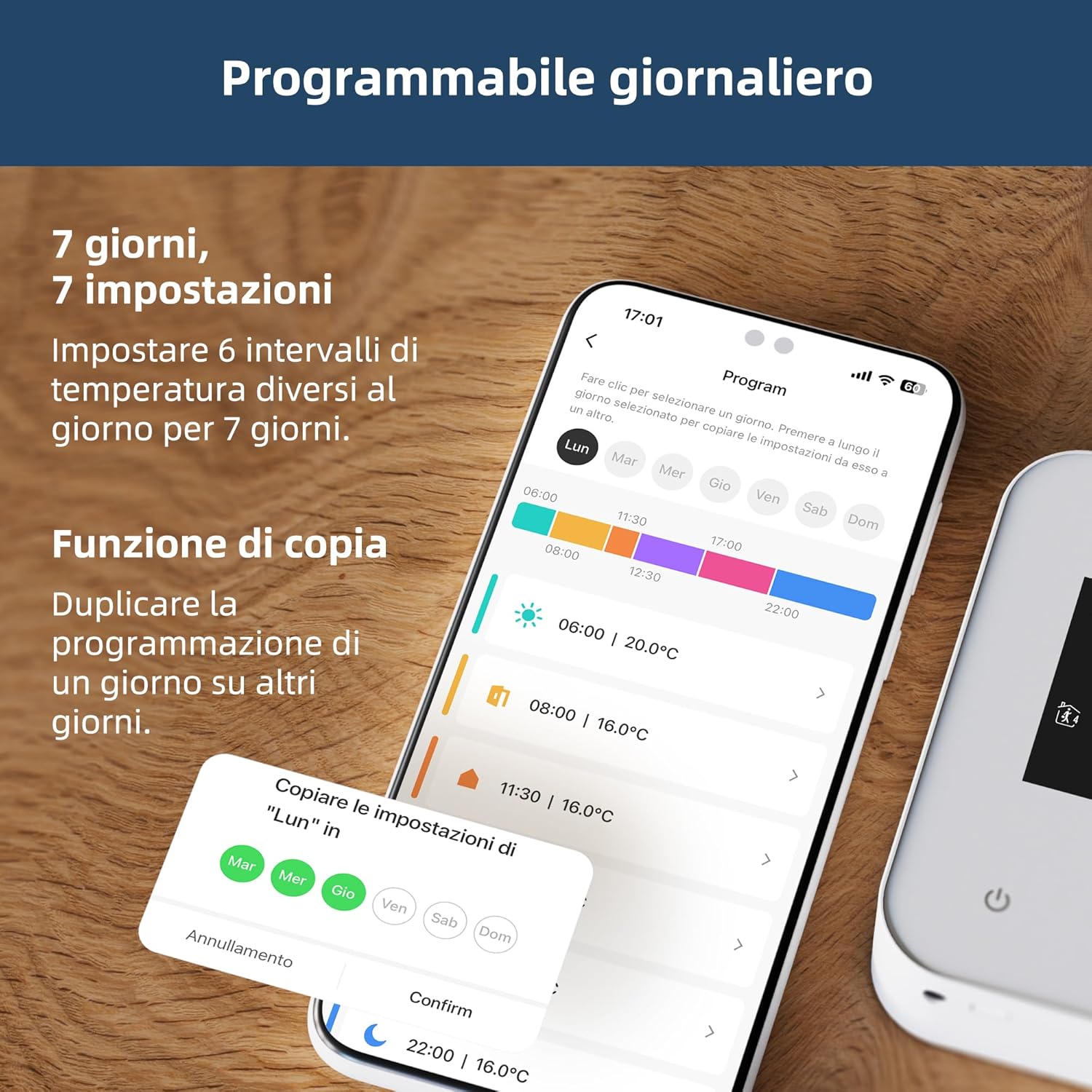 Termostato Programmabile Giornalmente a Batteria - immagine 5