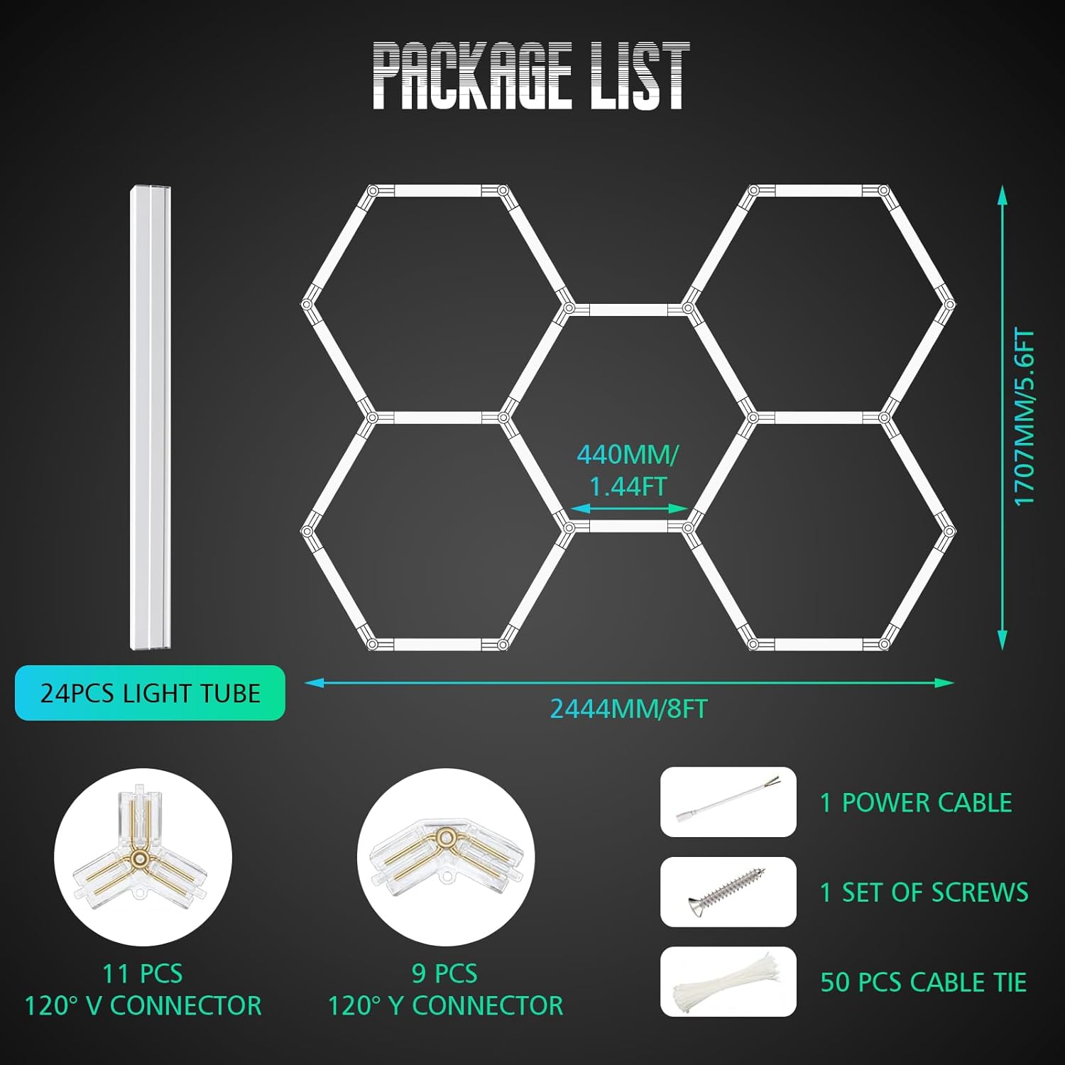 Hexagon LED Garage Light 6500K - 5 Fori - immagine 4