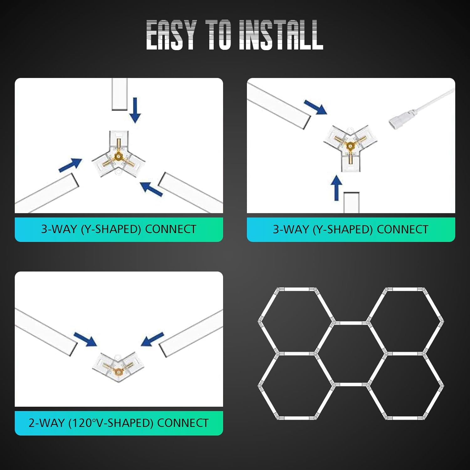 Hexagon LED Garage Light 6500K - 5 Fori - immagine 6