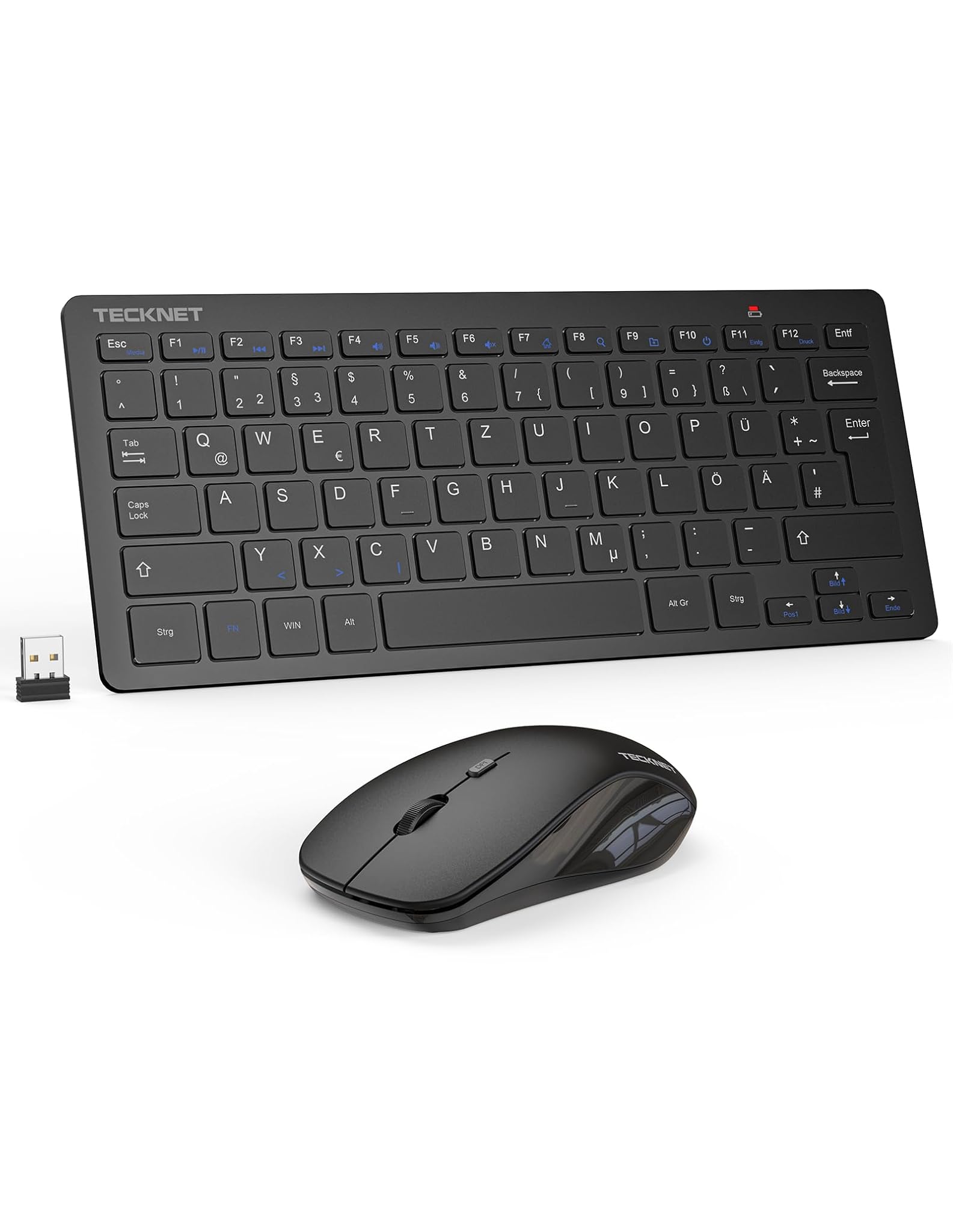 TECKNET Specifiche Spagnole, QWERTY Mini Tastiera e Mouse Wireless