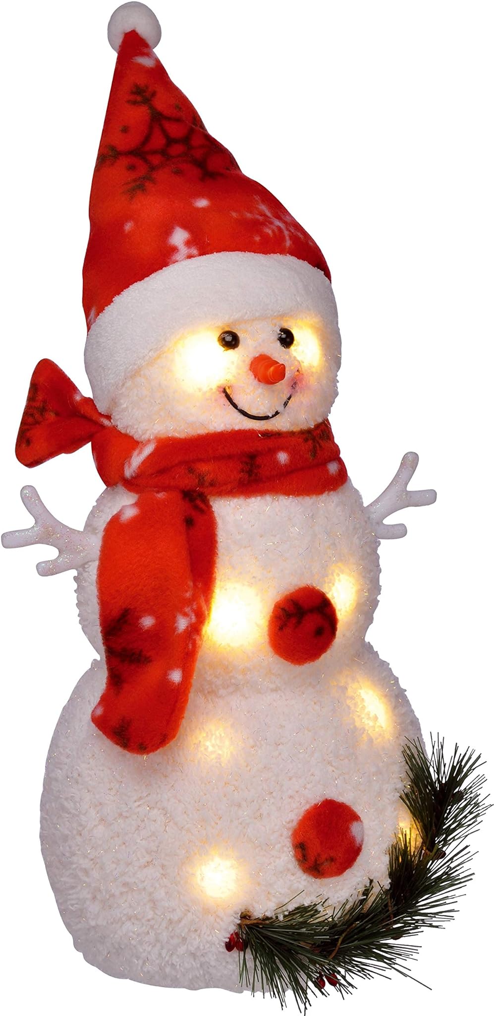 Bambelaa! Pupazzo di Neve con Luce LED, Rosso 42cm