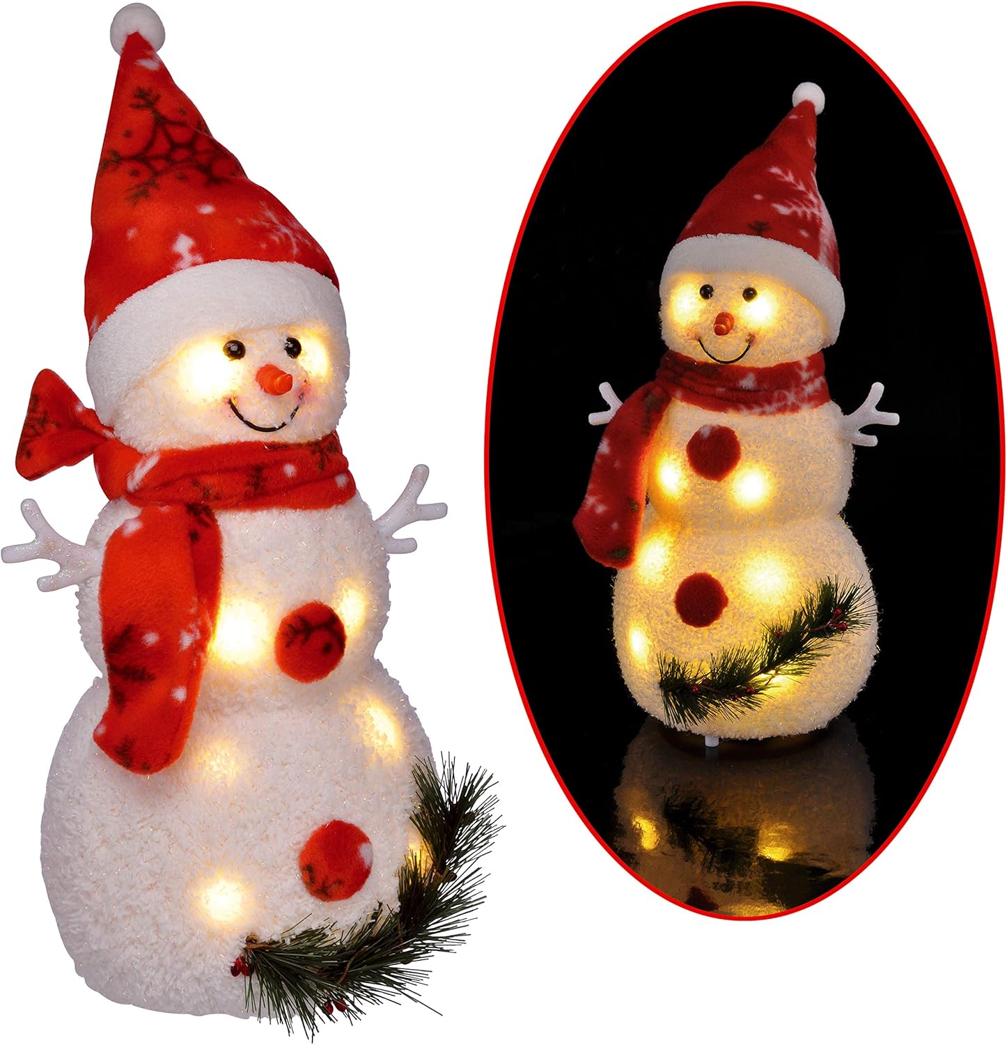 Bambelaa! Pupazzo di Neve con Luce LED, Rosso 42cm - immagine 8