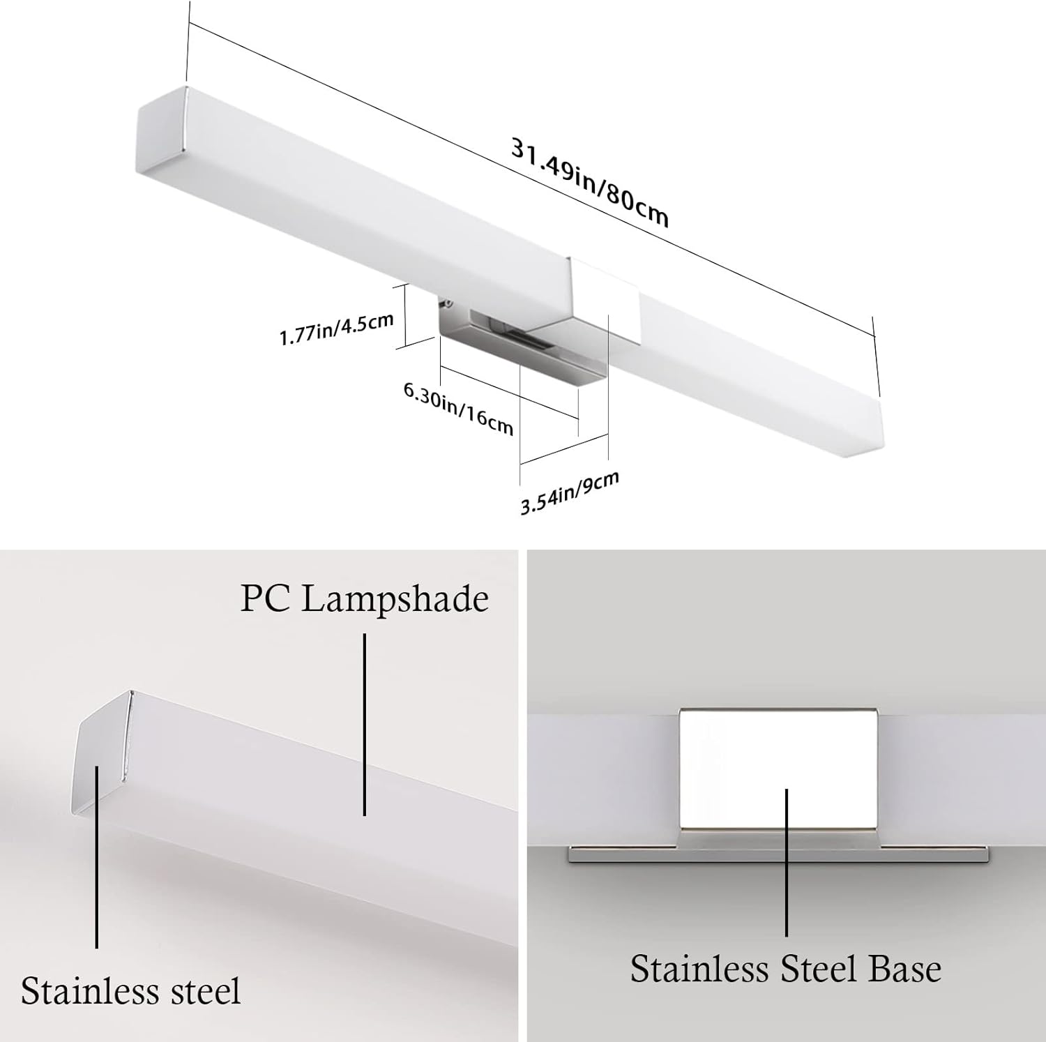 Klighten Lampada da Specchio per Bagno LED 80cm 16W - immagine 5
