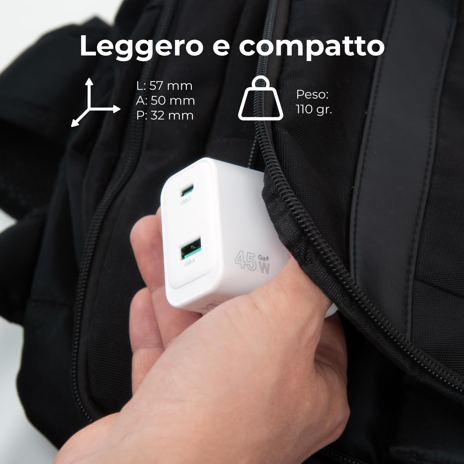 Vultech CC45-1C1A - Caricatore Universale 45W GaN USB, Bianco - immagine 5