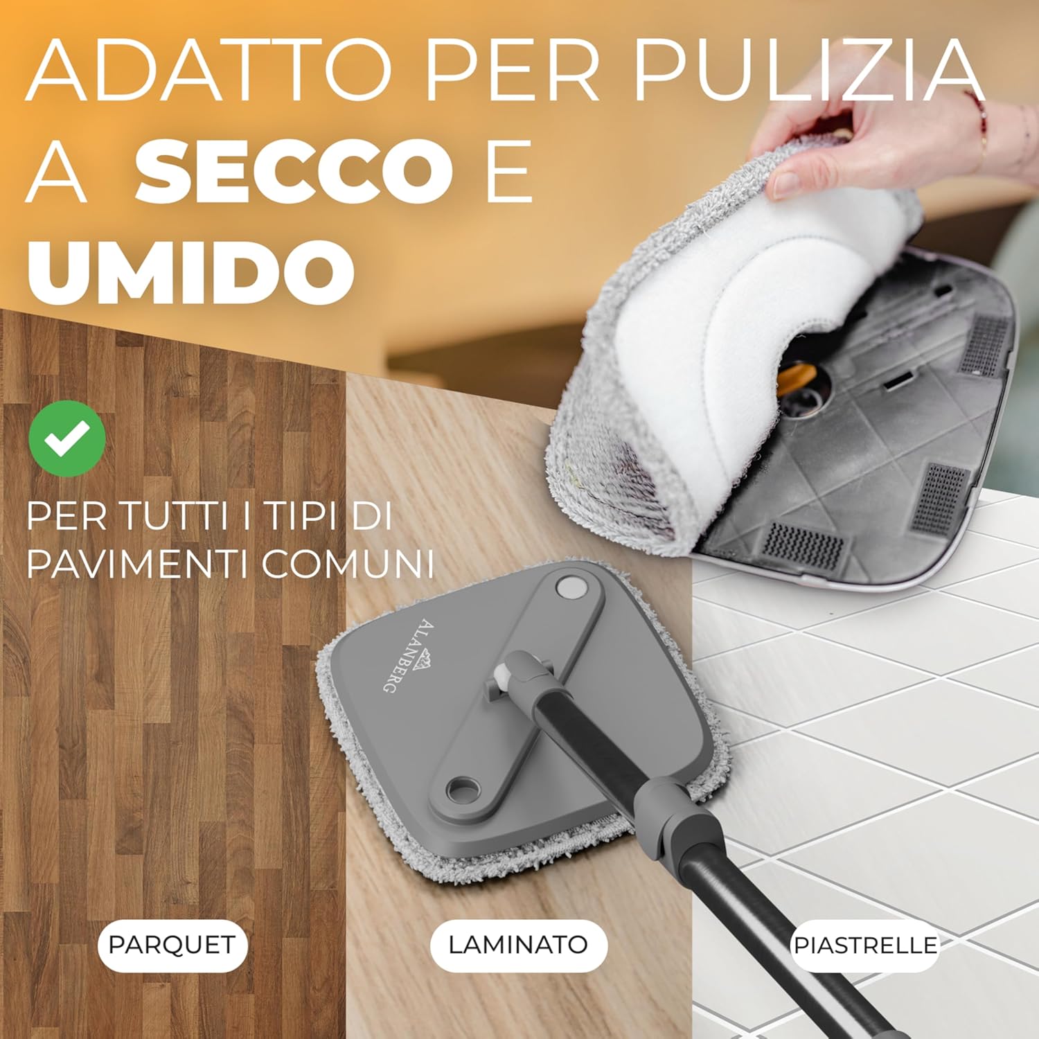 Alanberg® Set Mop con Secchio a 2 Camere, Grigio - immagine 4