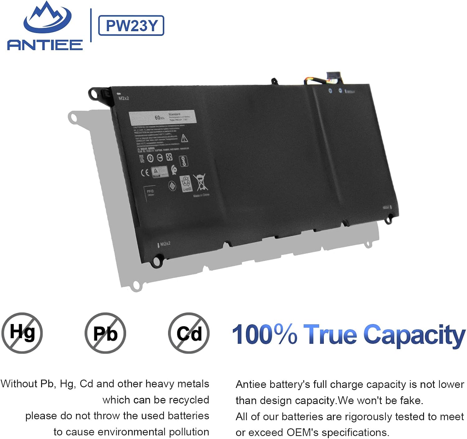 Antiee Batteria 60Wh PW23Y per Dell XPS 13 9360 - immagine 4