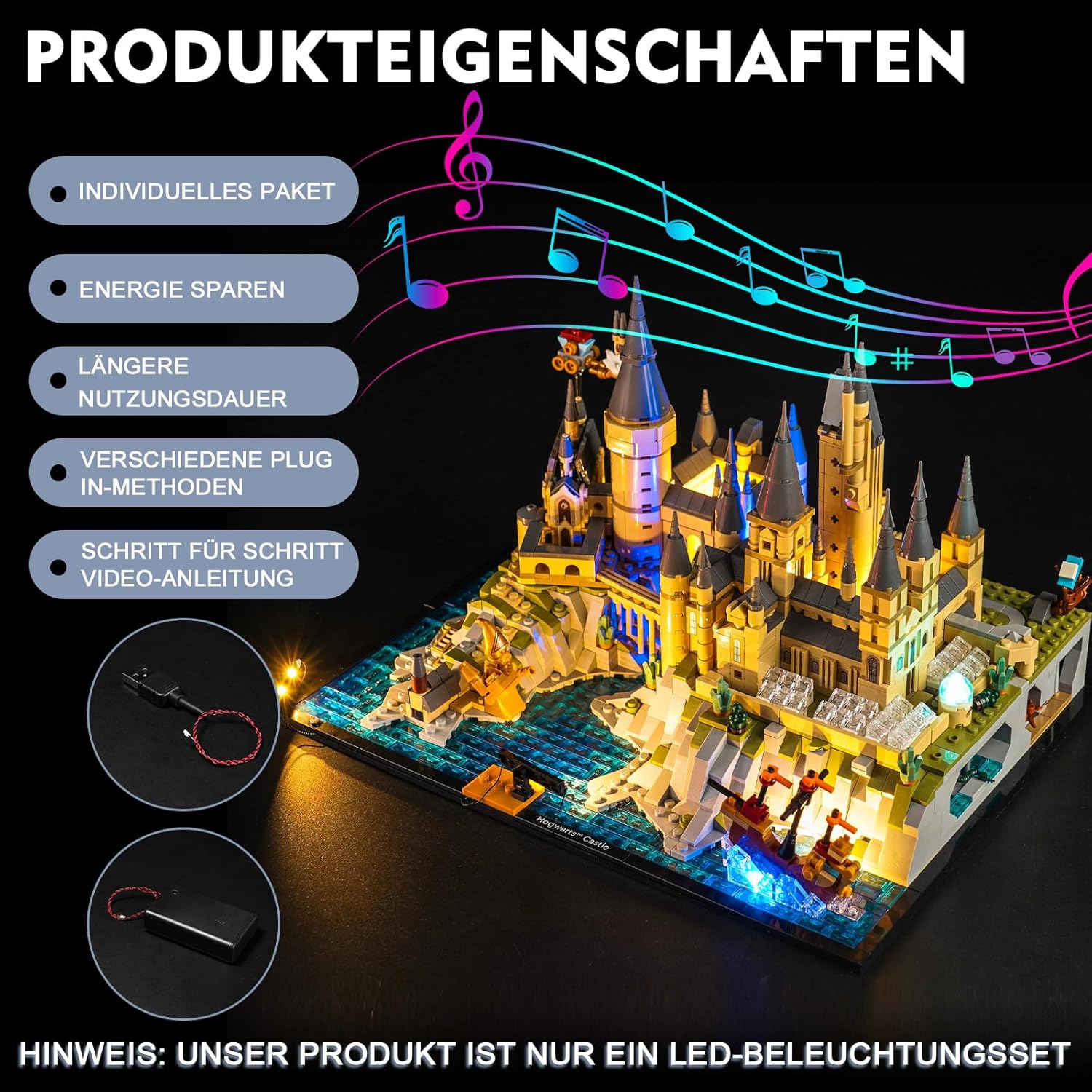 Music Version - Kit Luci a LED per Lego Hogwarts 76419 - immagine 2