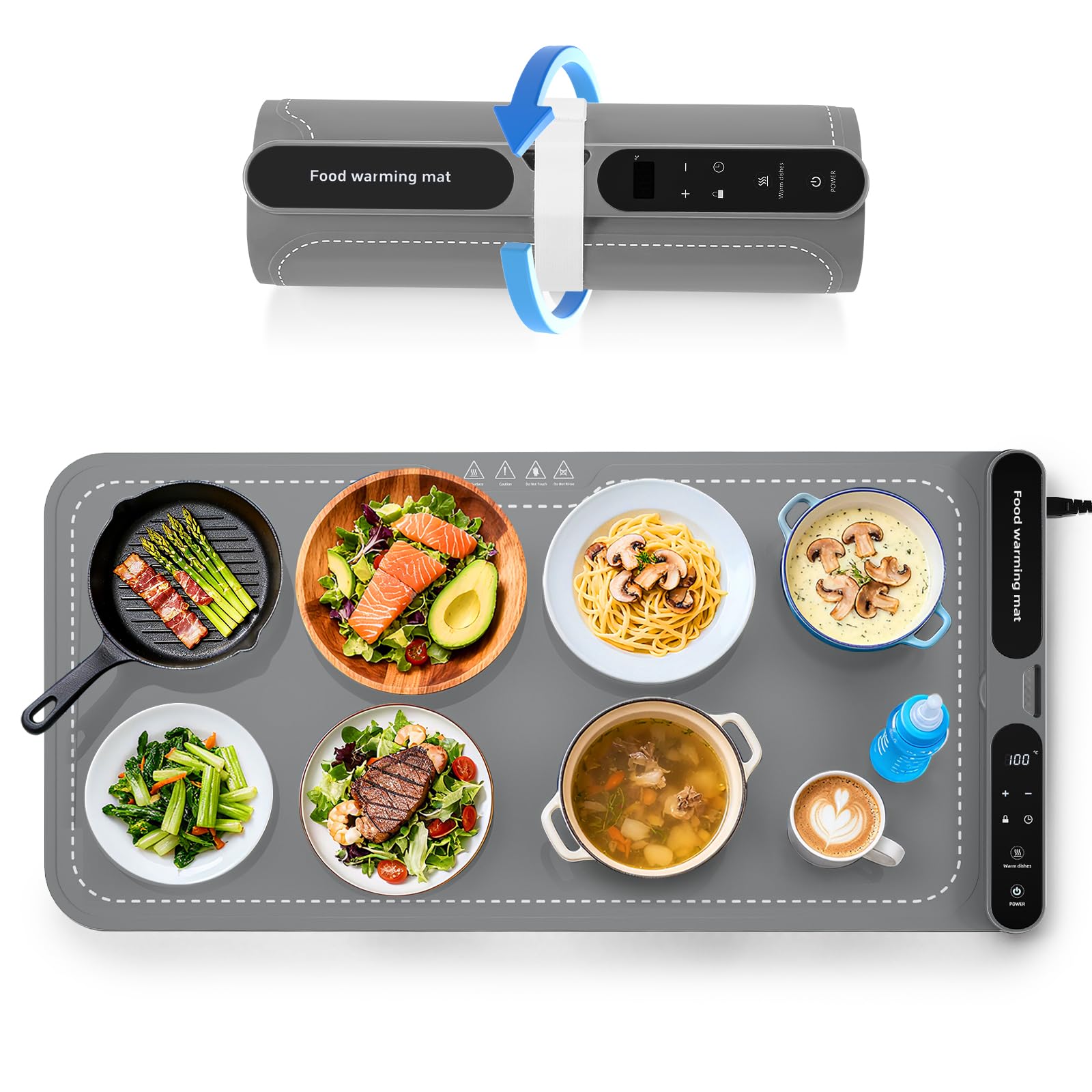 Cuscino Riscaldante Elettrico in Silicone, Grigio