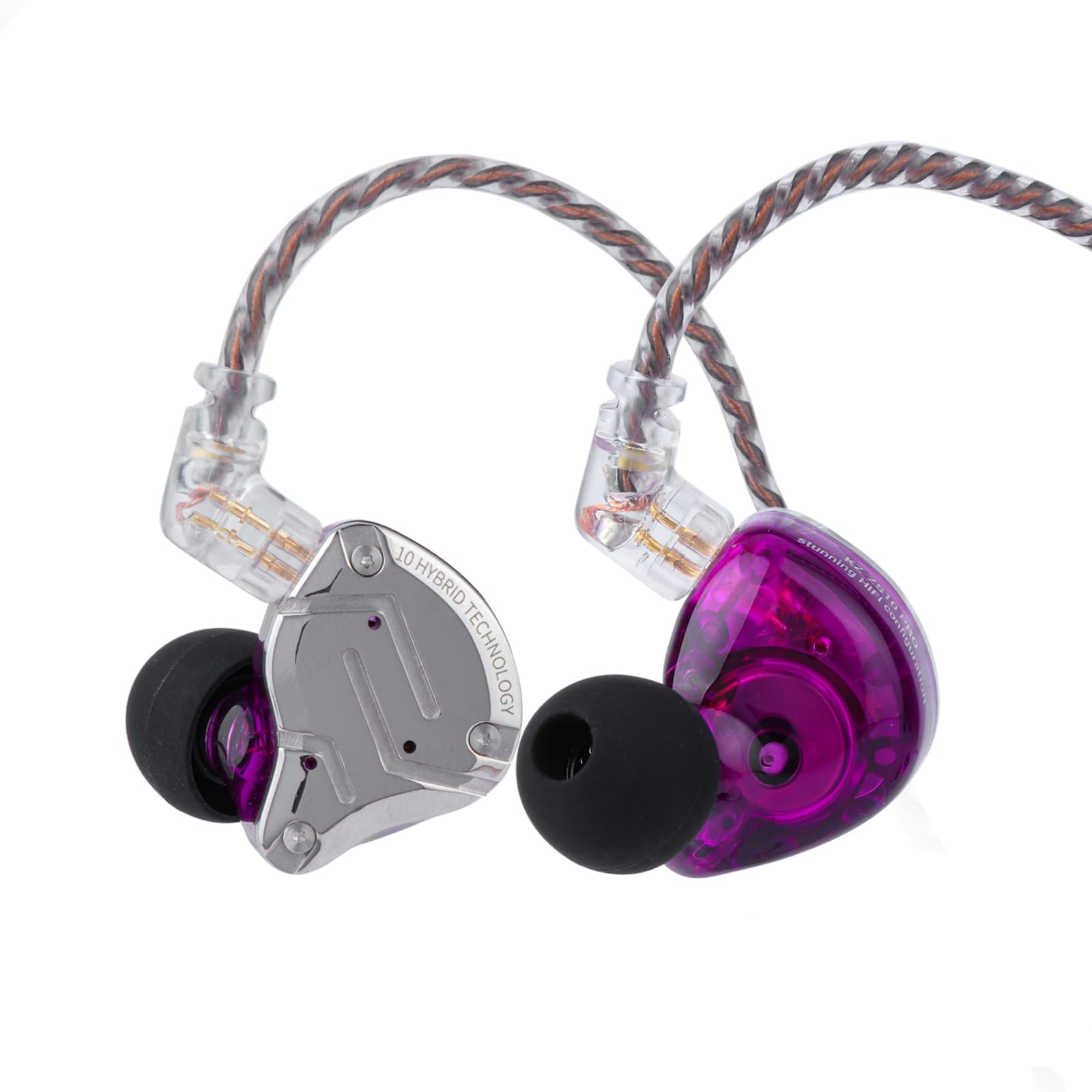 Linsoul KZ ZS10 Pro - Monitor Auricolare 5 Driver HiFi, Viola