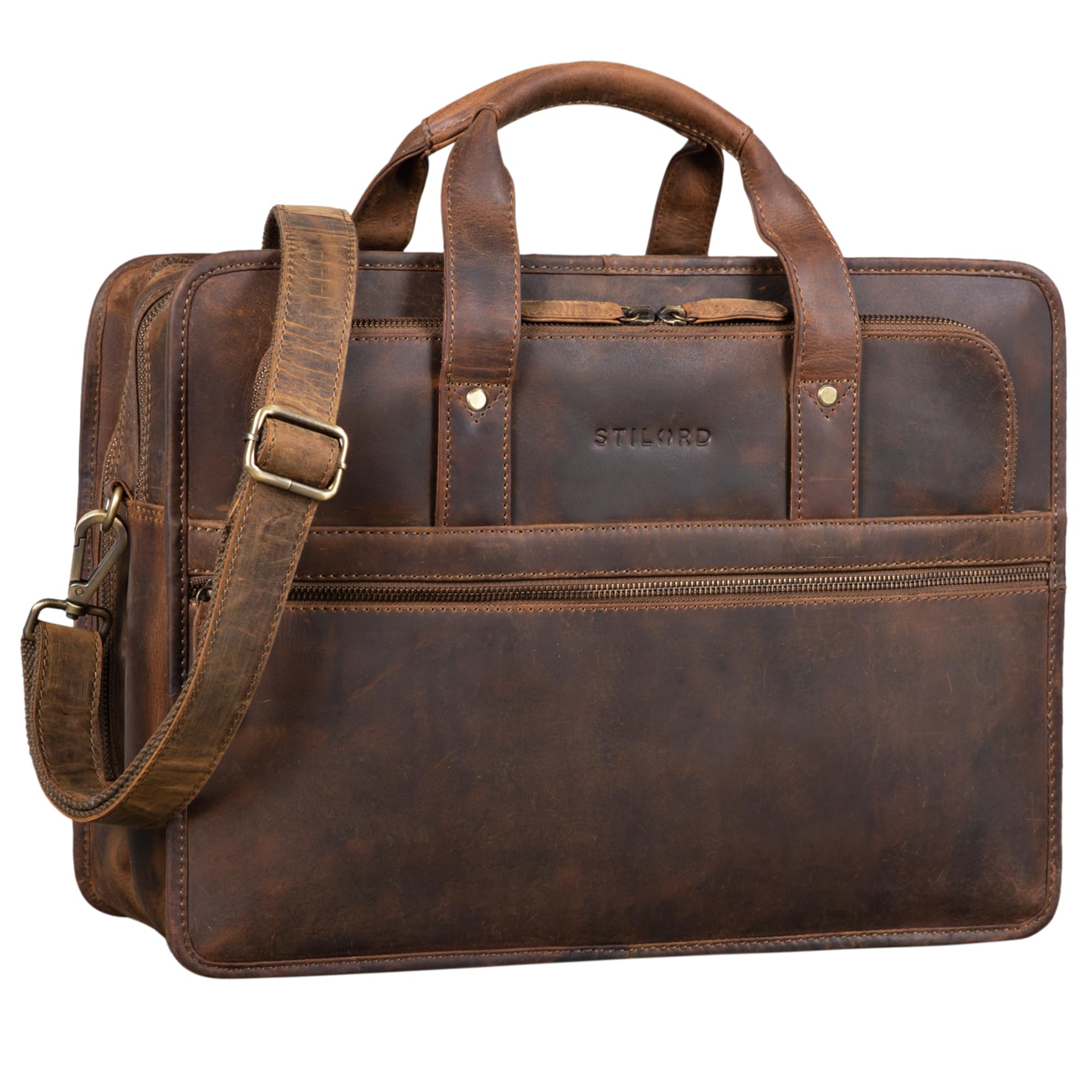 STILORD 'Yves' Borsa Lavoro Uomo Pelle Vintage