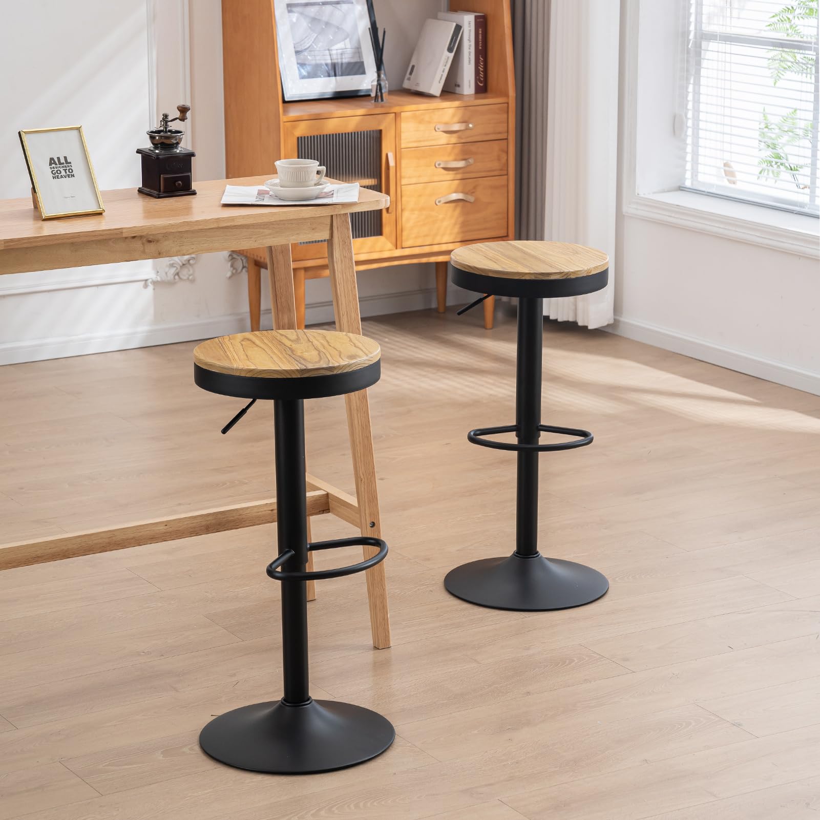 Kidol & Shellder Sgabelli da Bar Set 2, Nero