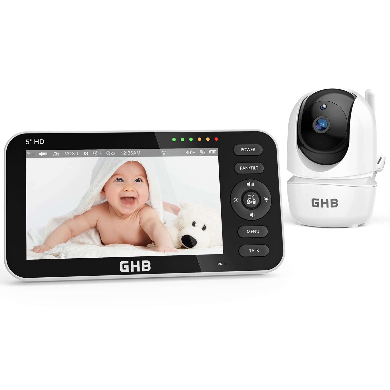 Ghb Baby Monitor Video e Audio Schermo 5'', 4000mAh