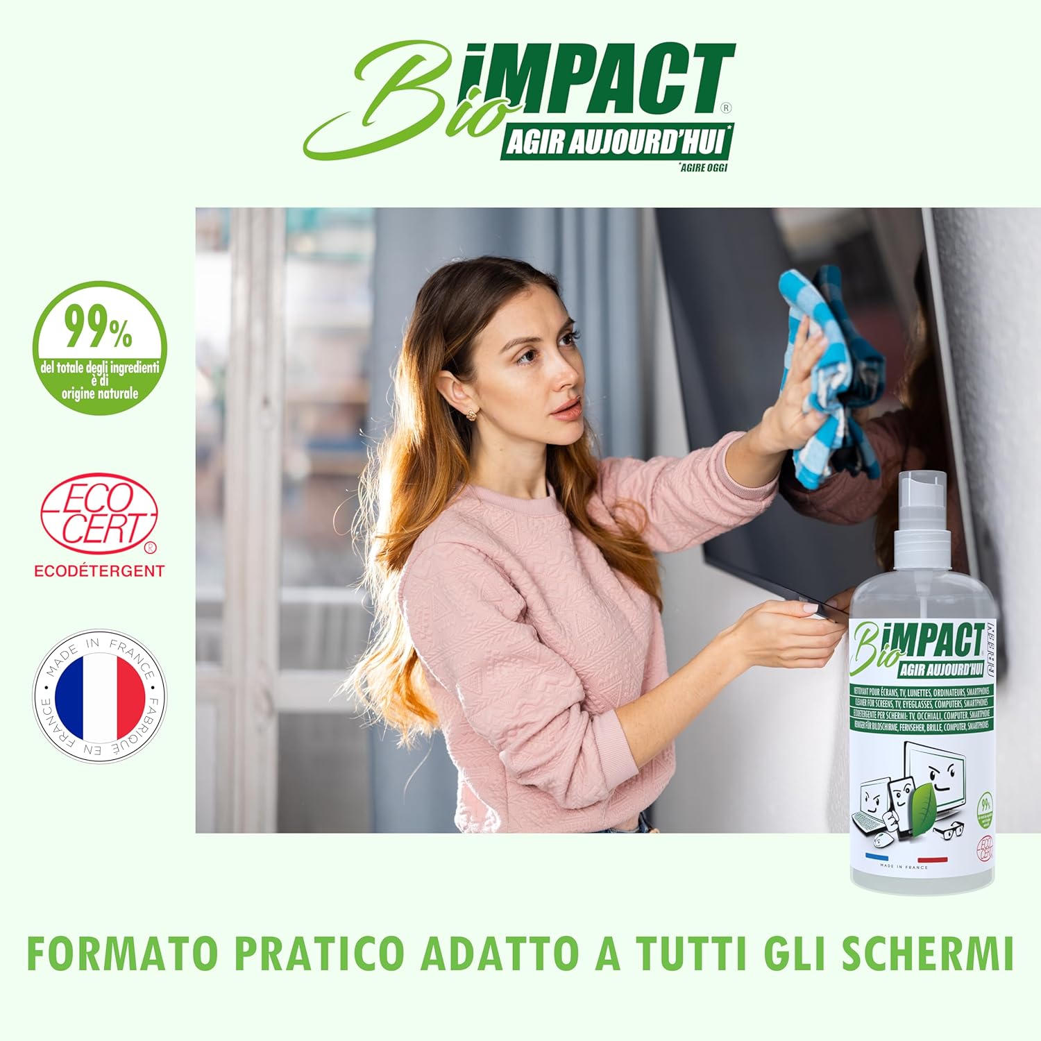 Spray Detergente Naturale per Schermi TV, PC, Occhiali - immagine 3