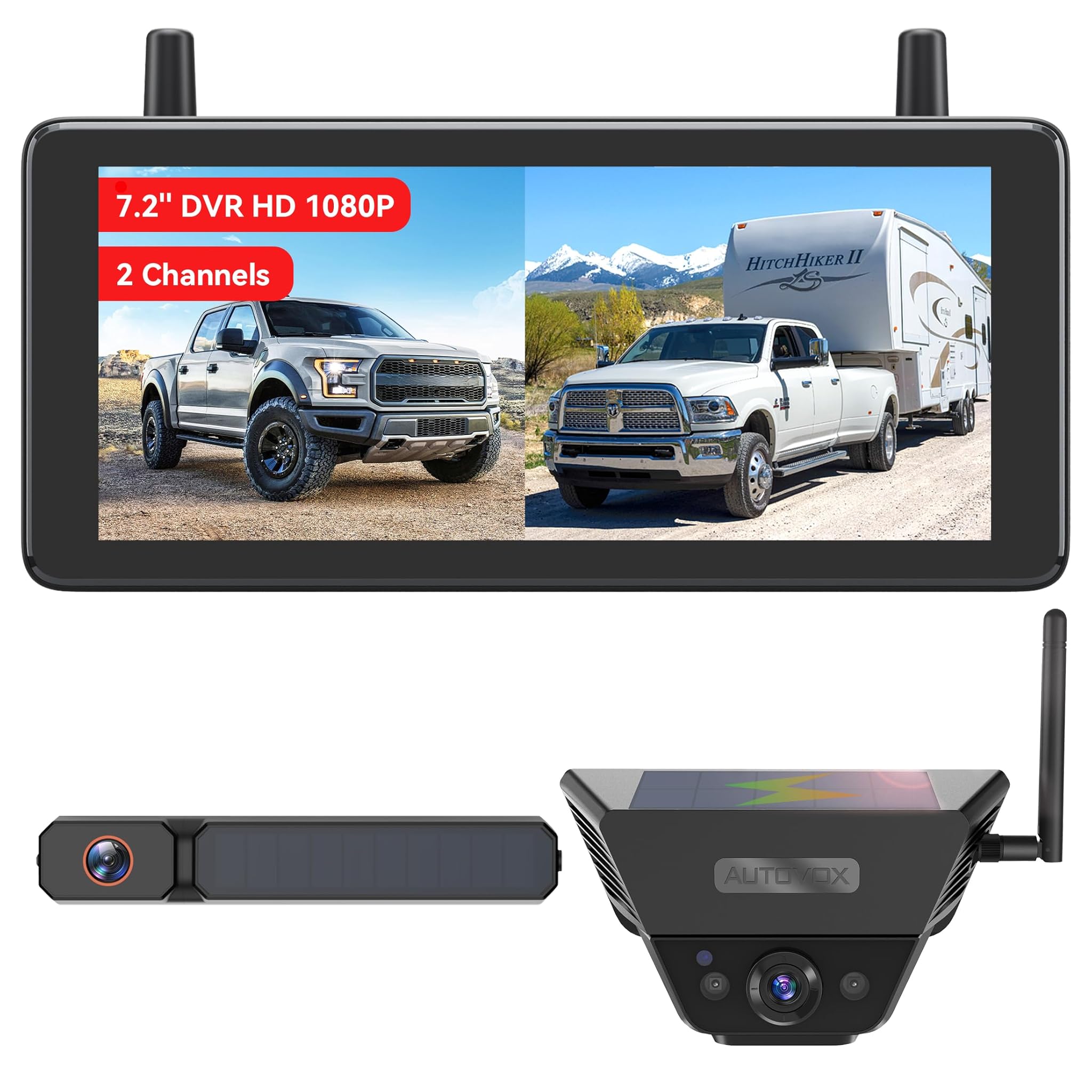 Auto-vox Telecamera Retromarcia Wireless Solare DVR 1080P