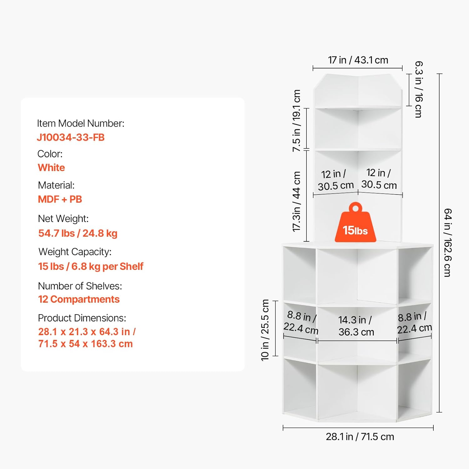 Vevor Mobiletto Angolare Portaoggetti 162,6cm con USB - immagine 3