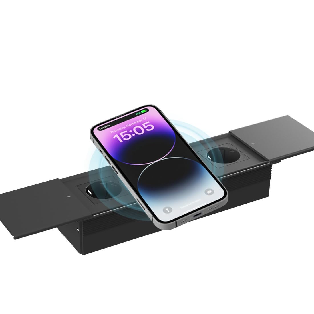 Presa da Tavolo a Scomparsa con 2 Prese + Ricarica Wireless