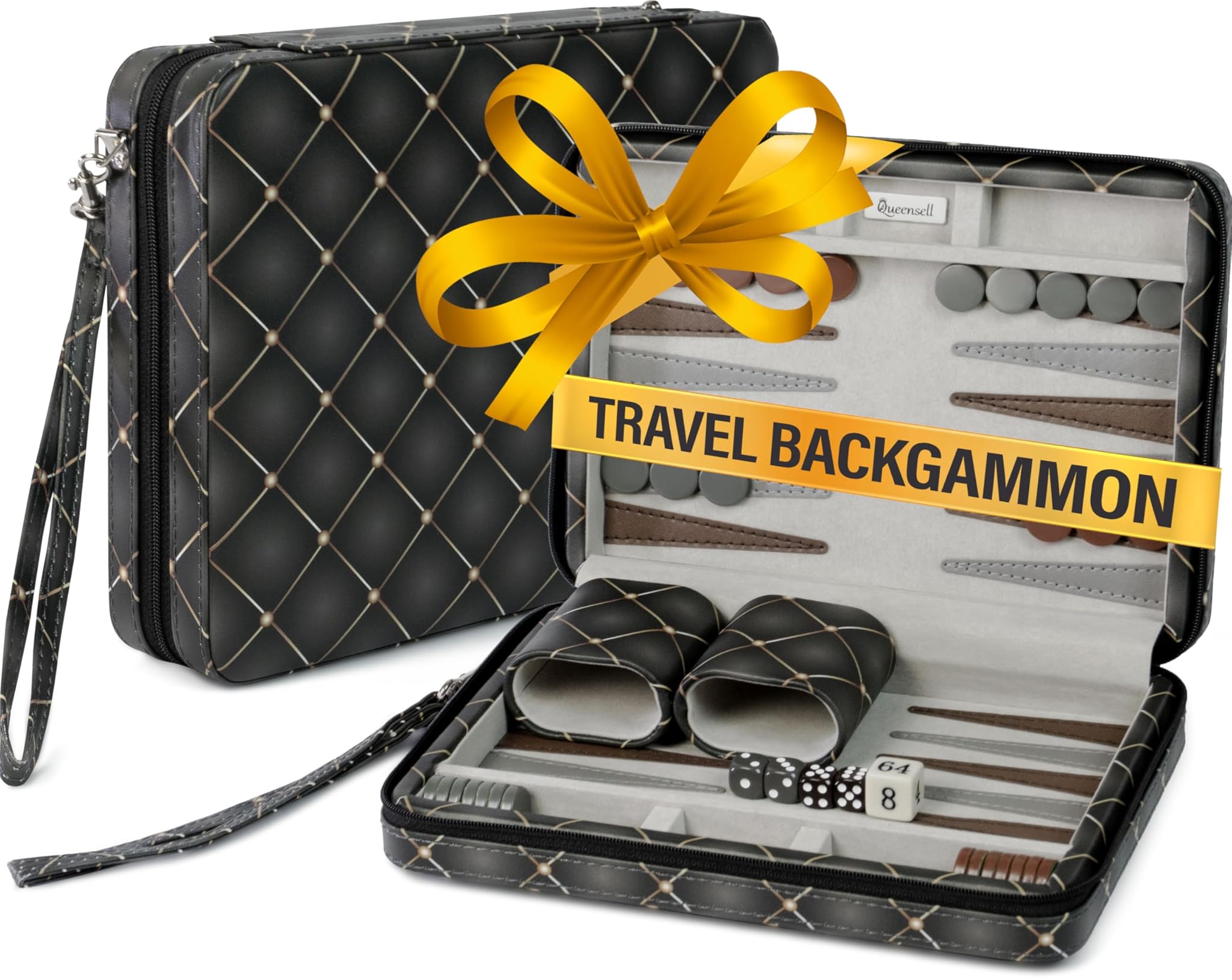 Set di backgammon da viaggio per adulti in pelle, giochi da tavolo per adulti e bambini, set da backgammon da viaggio, tavola da 38,1 cm e 32 pezzi di backgammon in un unico set di backgammon di