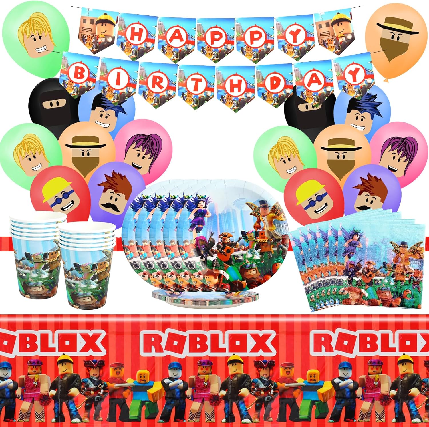 Roblox Compleanno Stoviglie per Feste 57 Pezzi - immagine 1