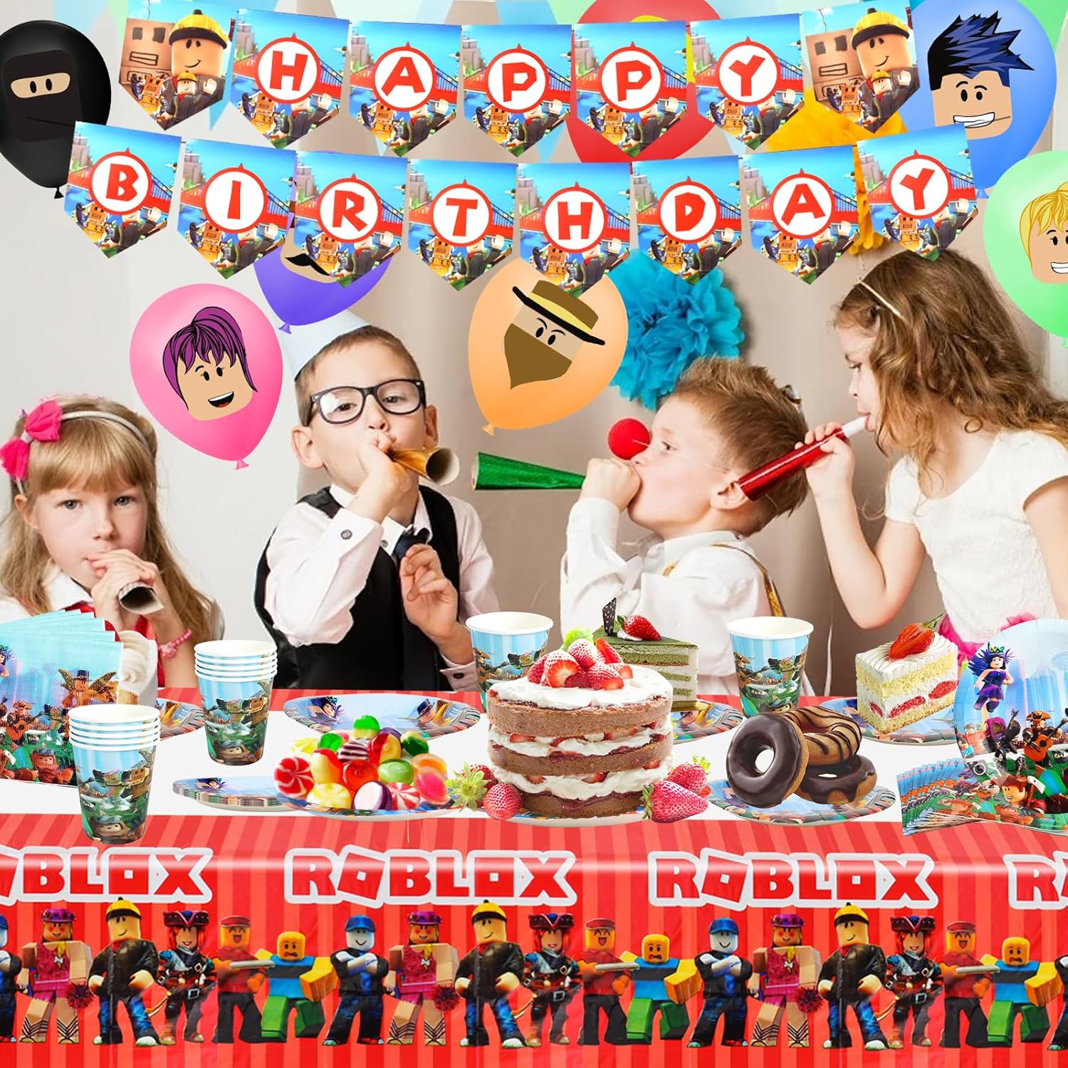 Roblox Compleanno Stoviglie per Feste 57 Pezzi - immagine 5