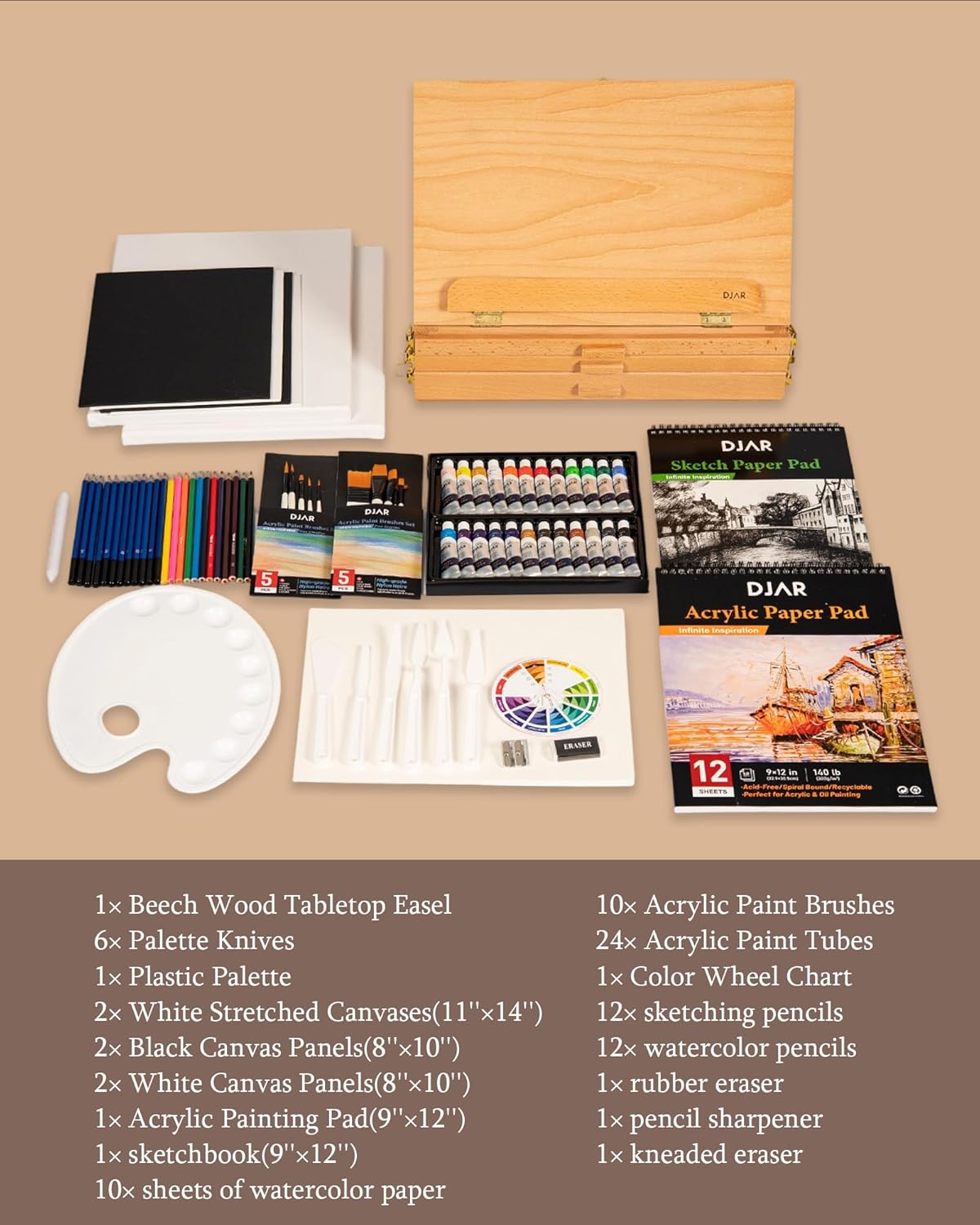 DJAR Set 79 Colori Acrilici con 3 Cassetti - immagine 5