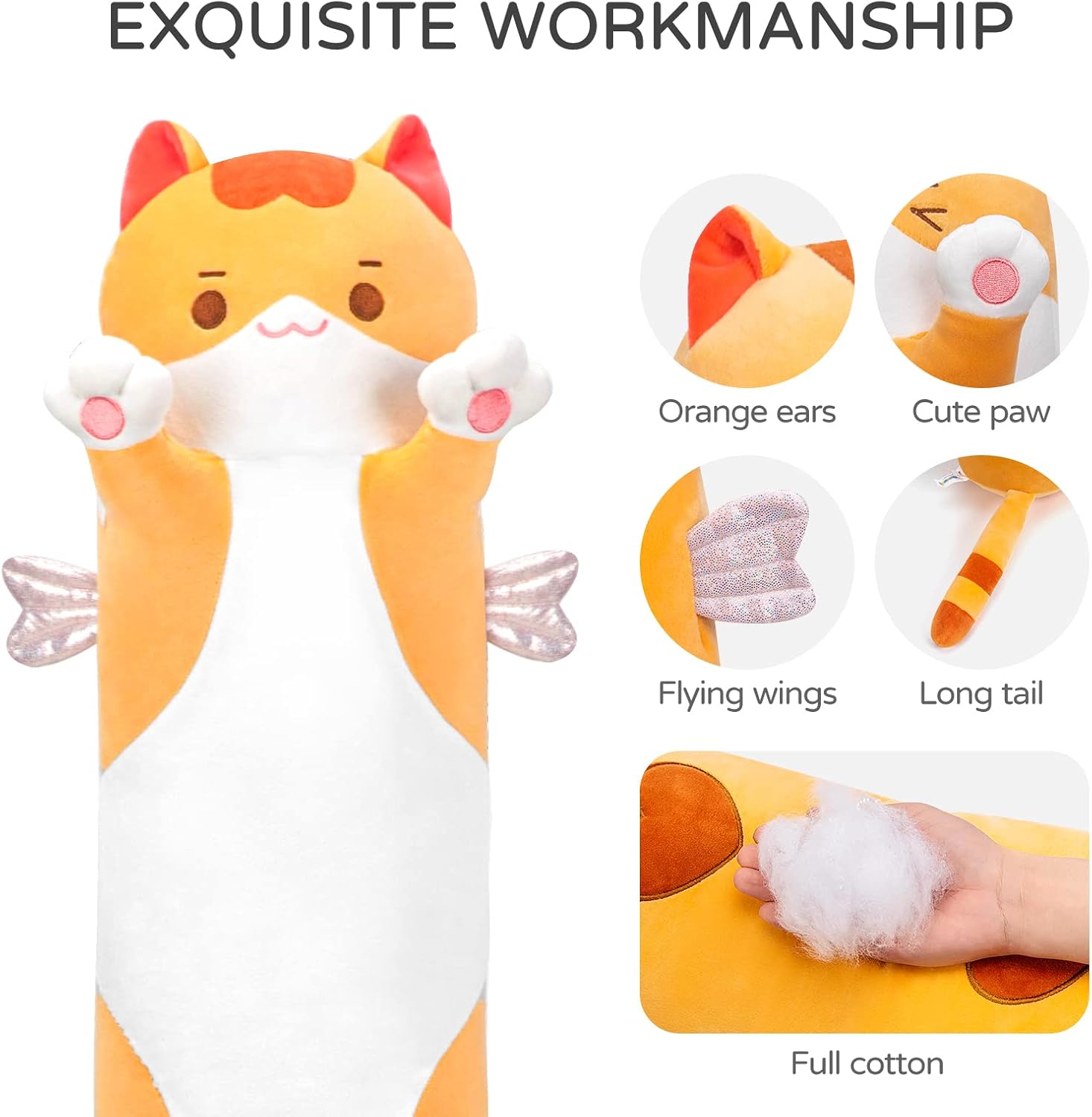 Peluche Cuscino Lungo Gatto Gigante 110CM - immagine 2