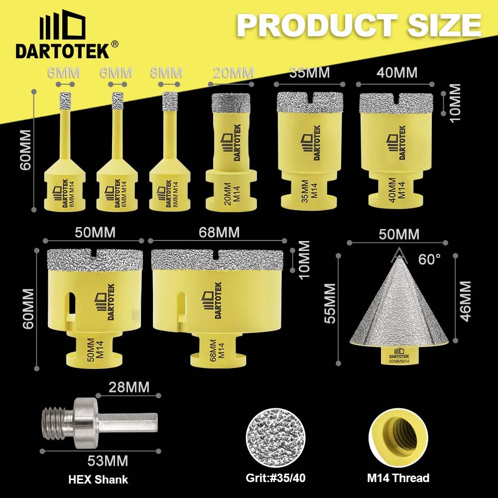 Punta per Trapano Diamantata 10pz M14 - immagine 4