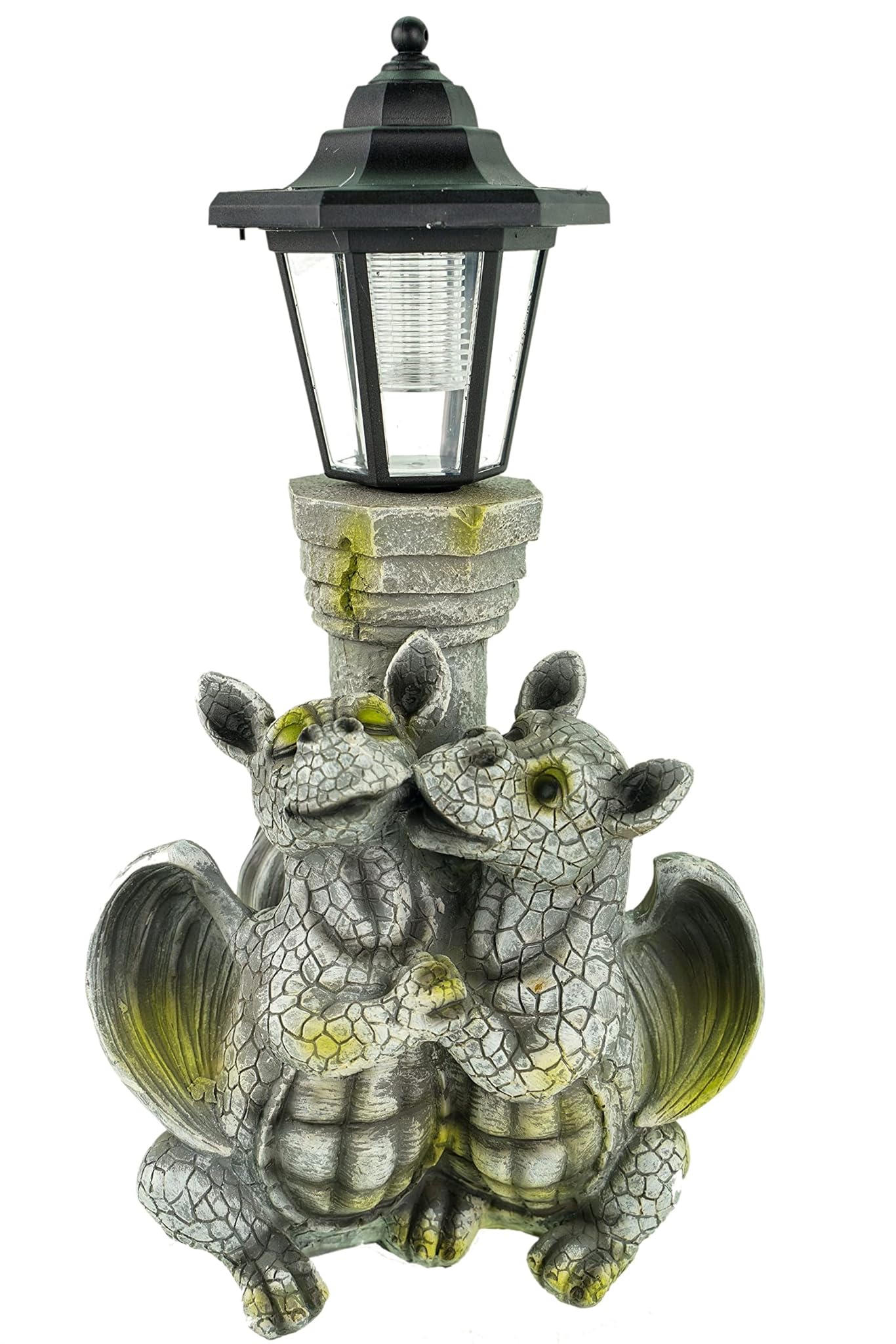 Drachenkind amoureux avec lampe solaire sculpture de jardin dragon de l'amour