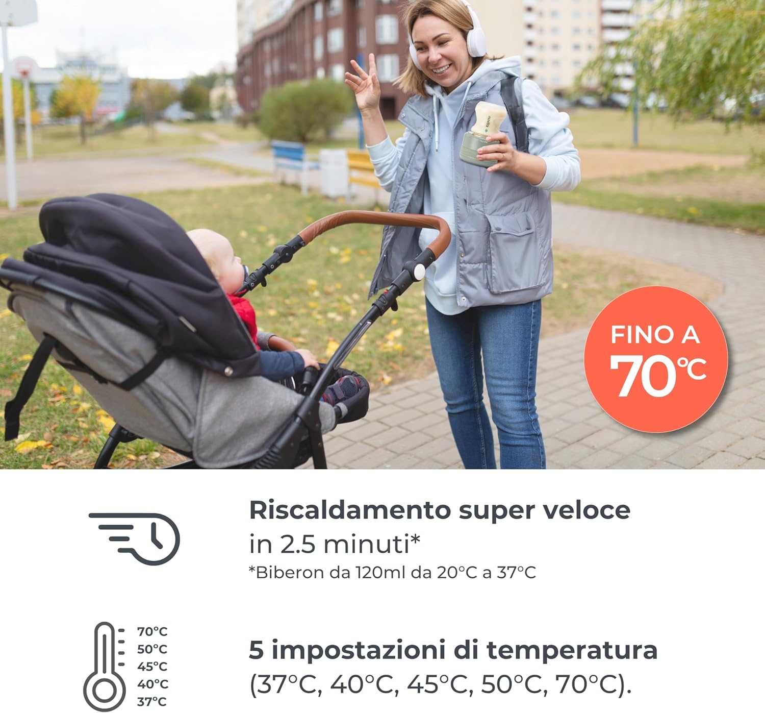 Nuvita 1166 Warm70 Scaldabiberon Portatile Senza Fili - immagine 2