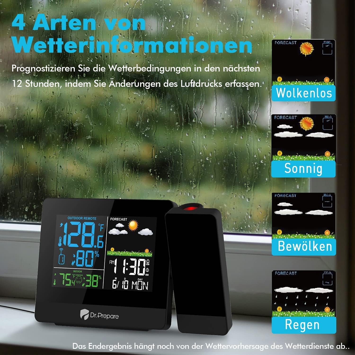 Dr.prepare Sveglia con Proiettore e Stazione Meteo - immagine 4