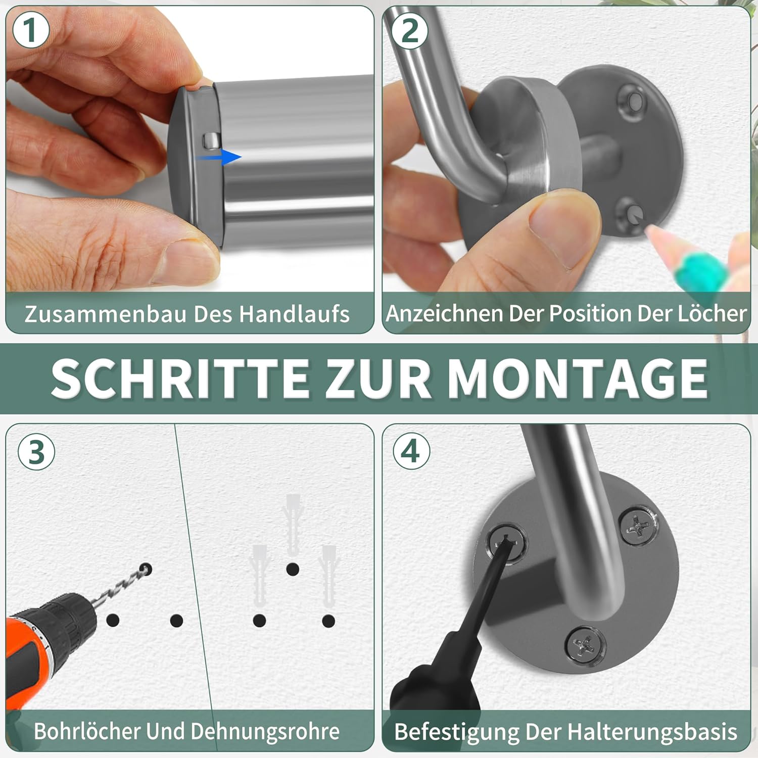 Corrimano in Acciaio Inox per Scale 200cm - immagine 3