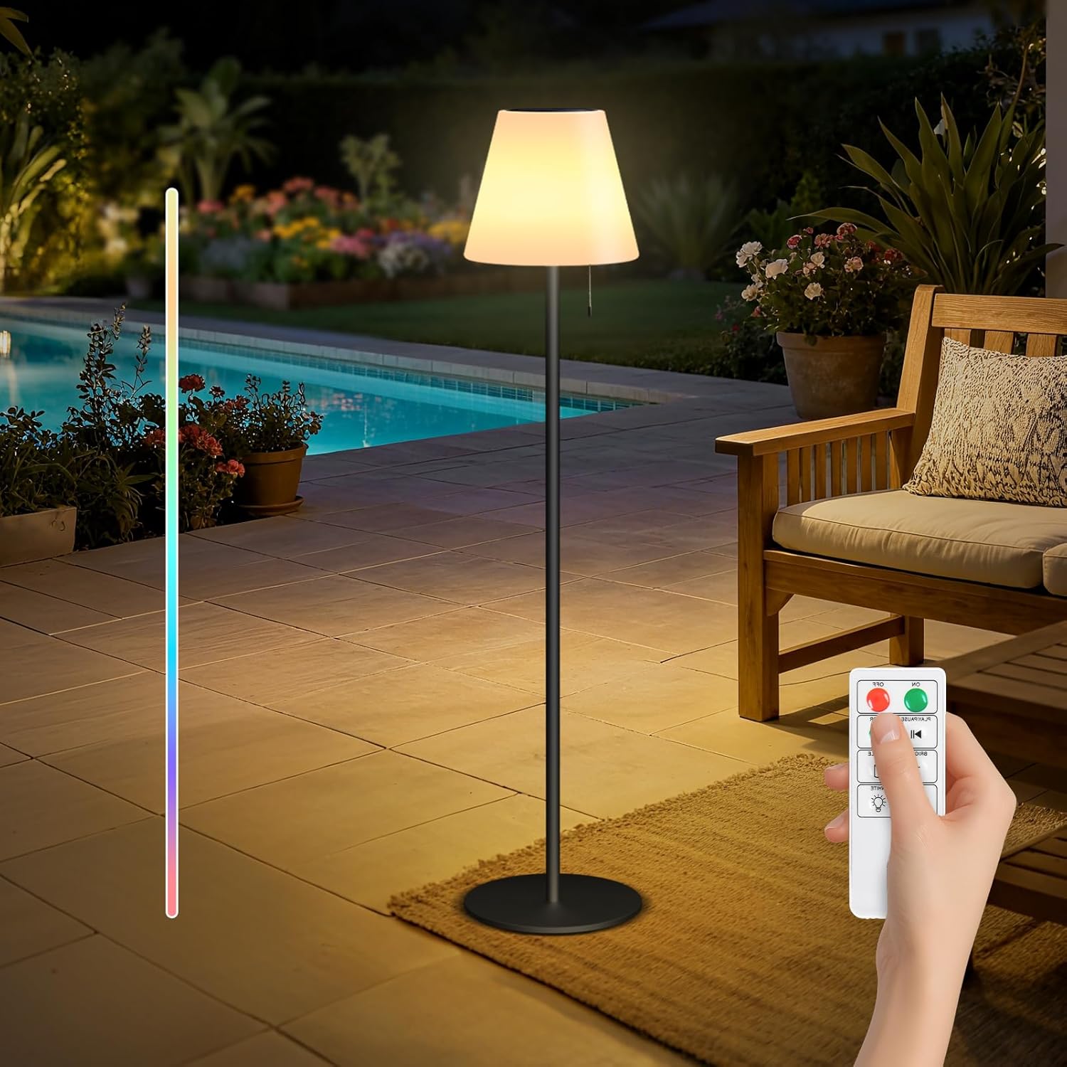 Malux Lampada da Terra Solare Wireless IP44 147cm - immagine 1