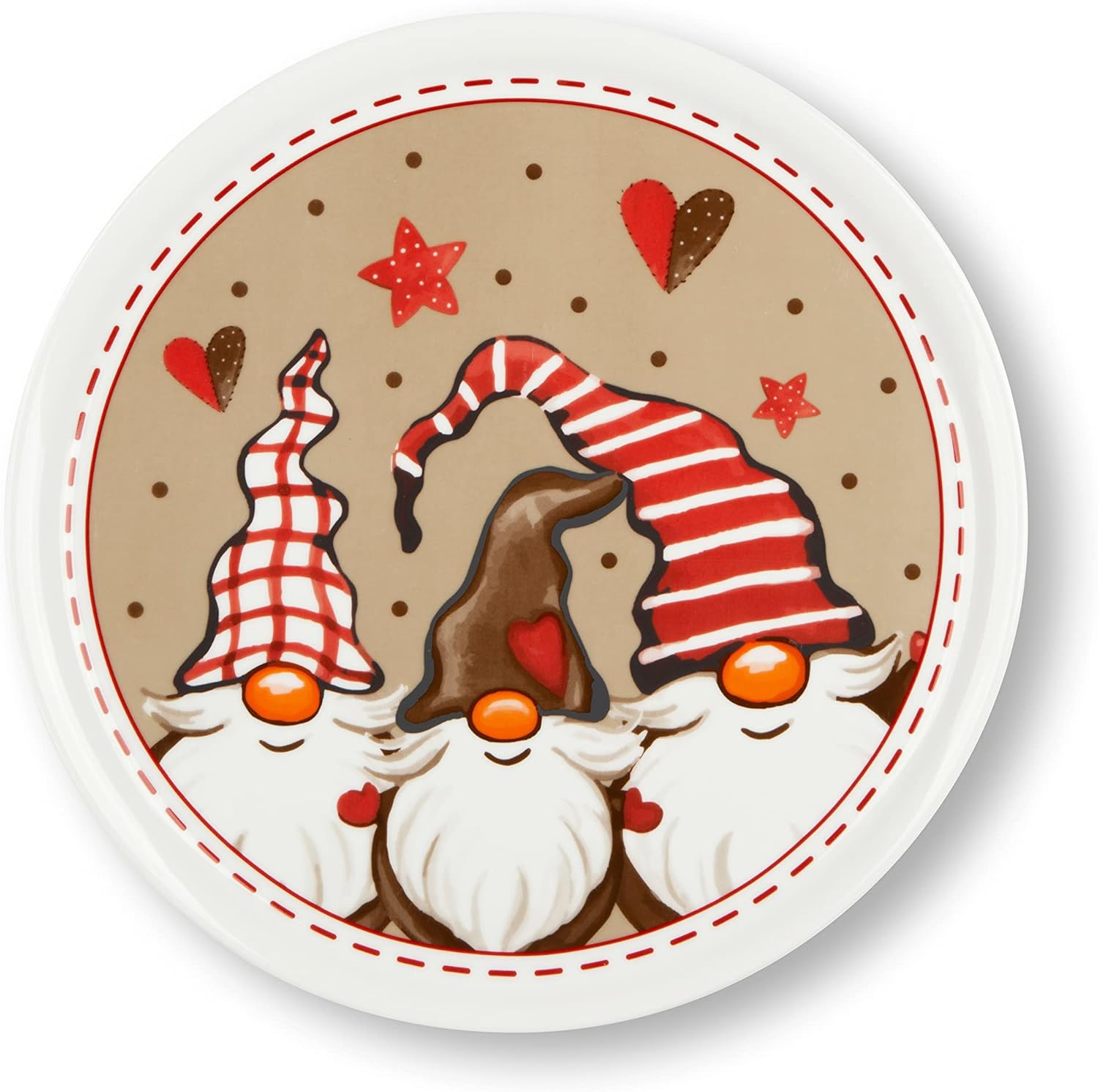 Excelsa 66077, Gnomo Set 6 Piatti Panettone, Diametro: 31 cm, Porcellana