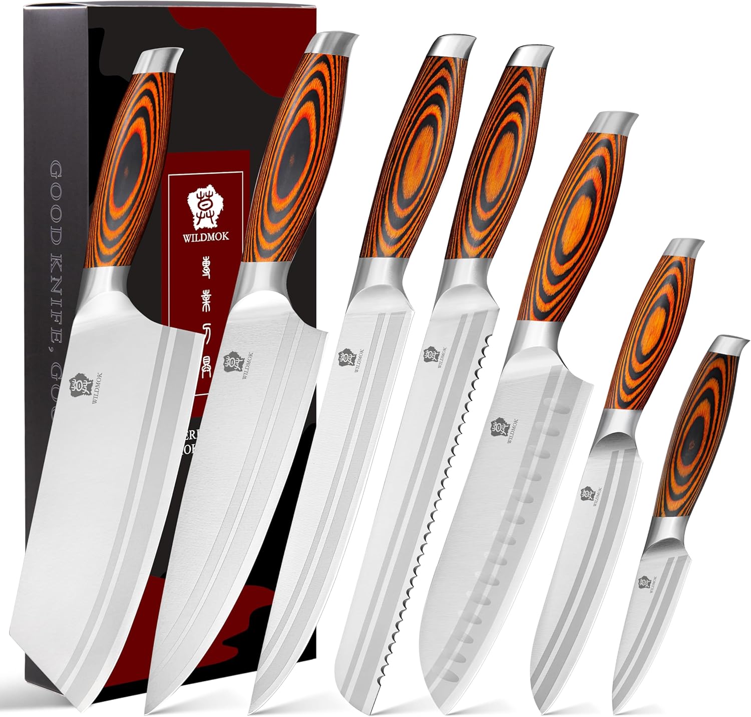 Wildmok Set Coltelli da Cucina 7 Pezzi in Acciaio Tedesco - immagine 1