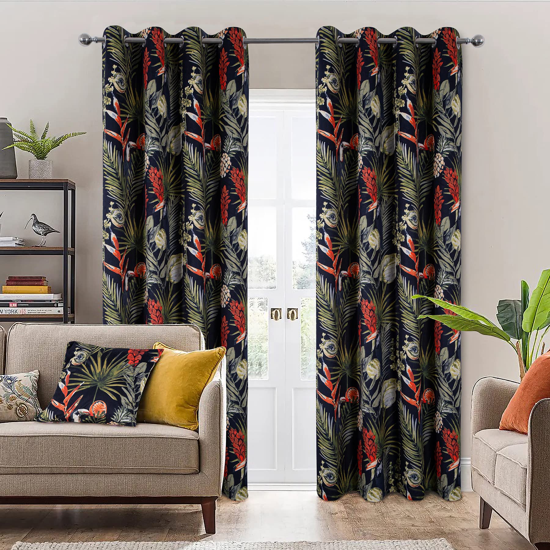 Always4u Tende Oscuranti 100% con Occhielli, Nere (2 pezzi)