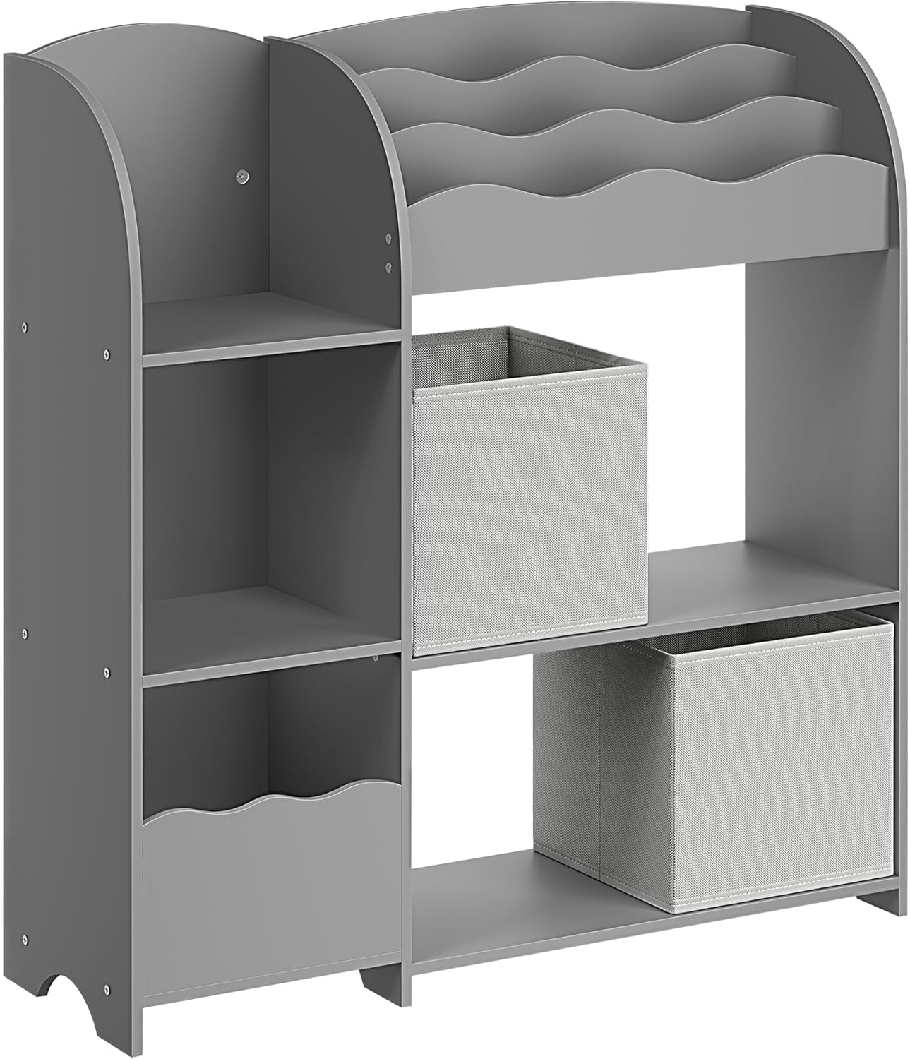 Songmics Scaffale per Giocattoli con 2 Ceste, Grigio Tortora