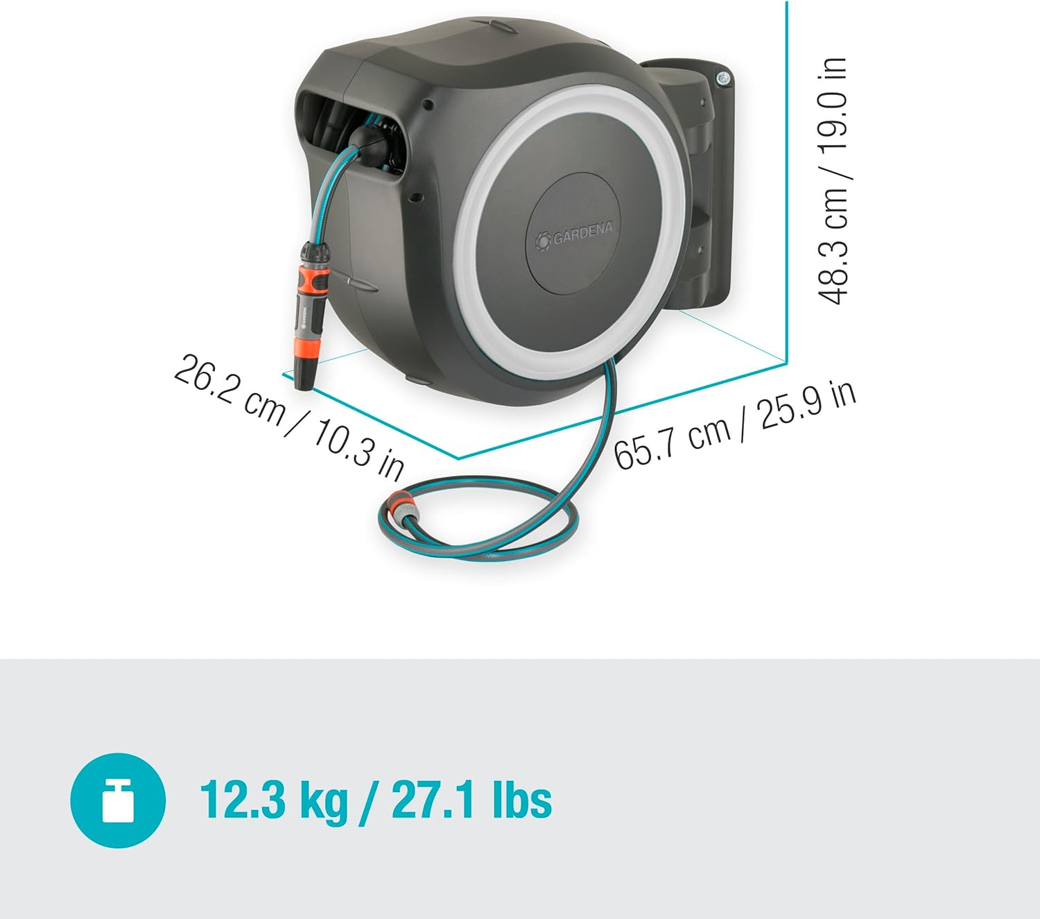 Gardena Avvolgitubo a Parete RollUp L 30m, Bianco - immagine 4