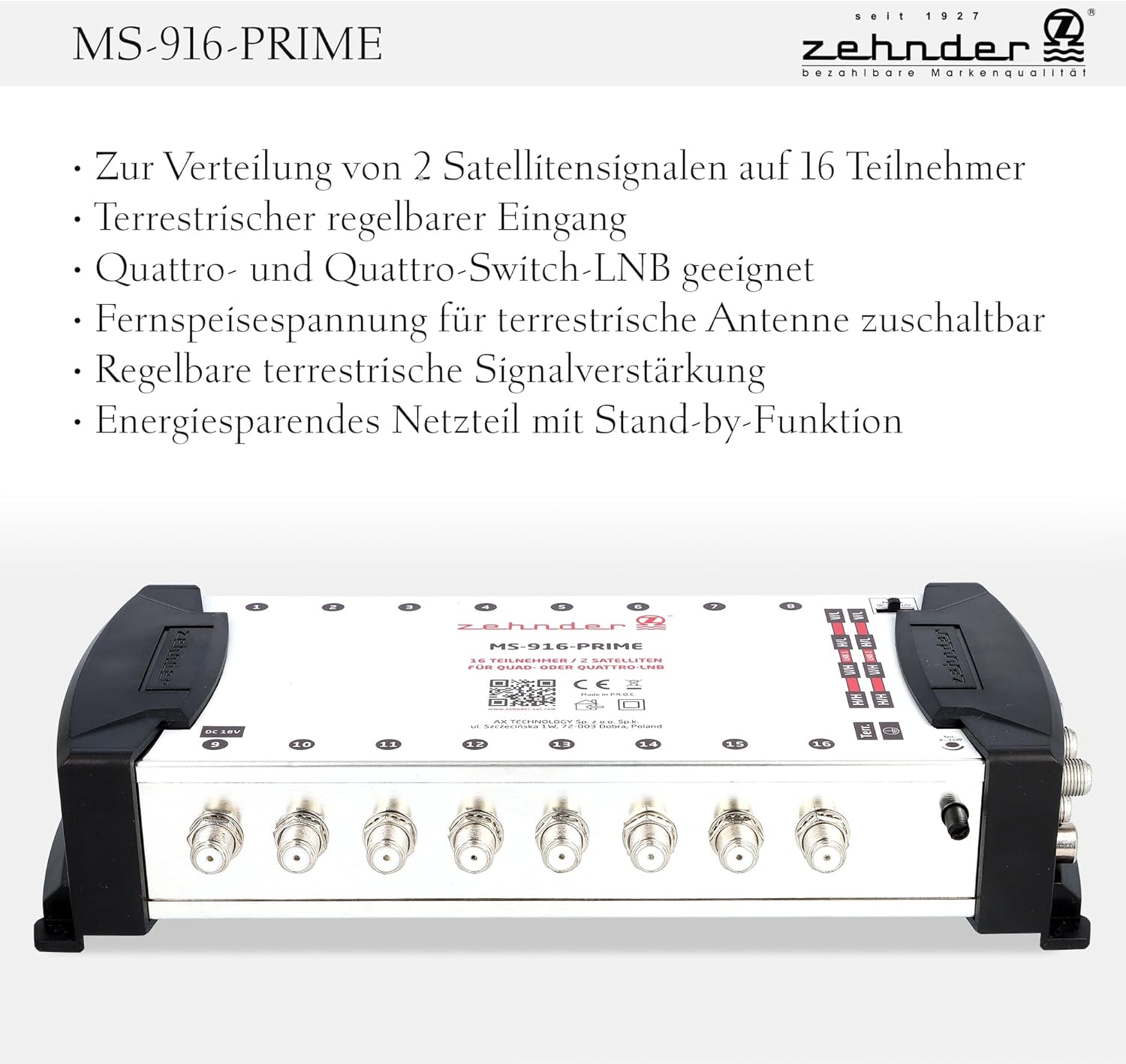 Zehnder 9/16 Multiswitch 16 Partecipanti 2 Satelliti - immagine 3