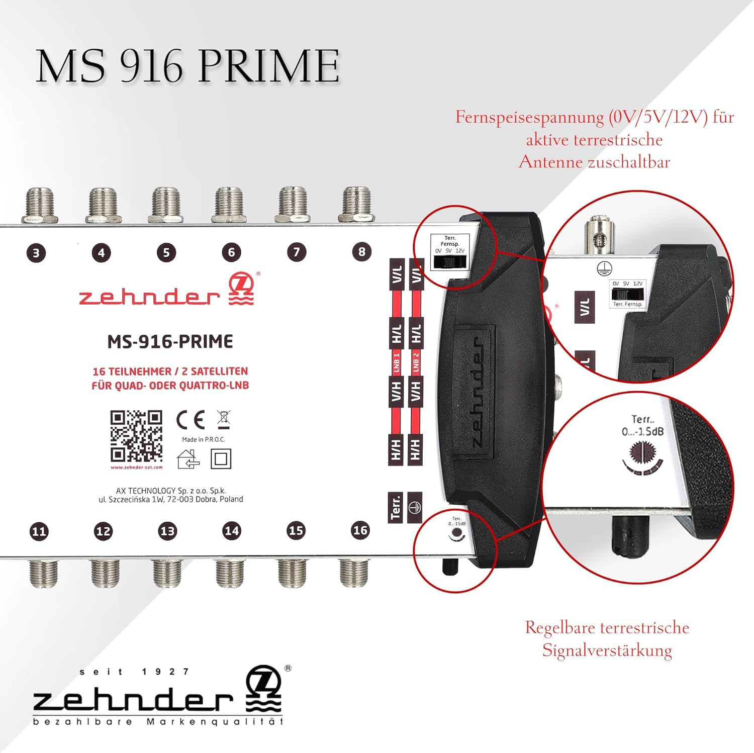 Zehnder 9/16 Multiswitch 16 Partecipanti 2 Satelliti - immagine 6