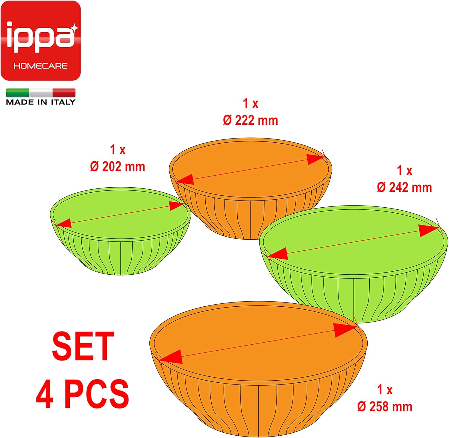 Set 4 Insalatiere in Plastica Modello Trento - immagine 2